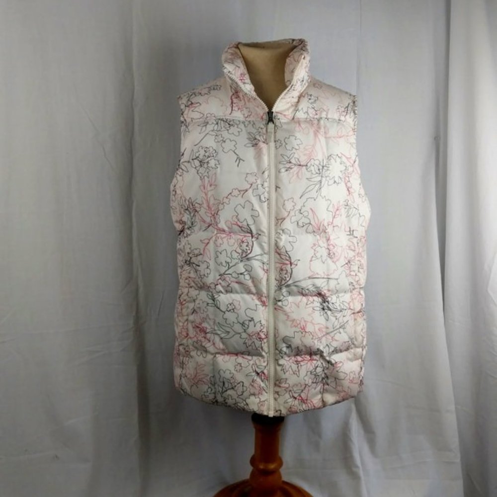 Land's End Down Puffer Vest Floral Size M (10-12)